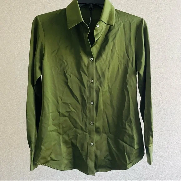 Tops | Moss Green Button Down Shirt | Poshmark